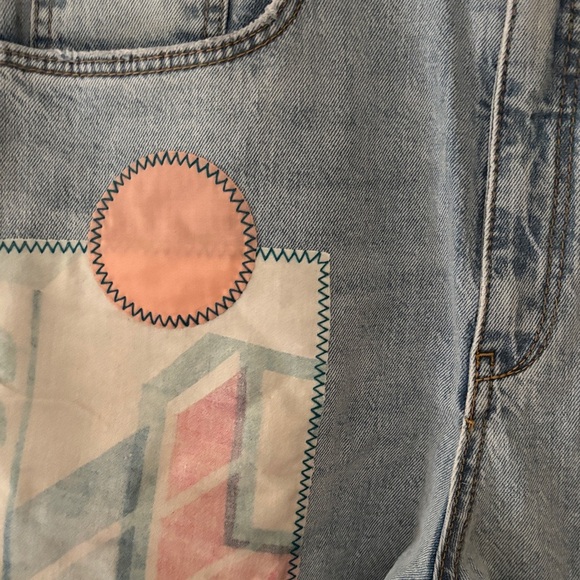 Anthropologie Patchwork Denim Shorts - Blue and Pink Pilcro - Picture 2 of 5